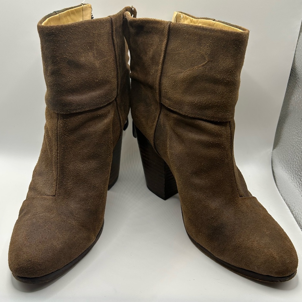 Rag & Bone Suede Ankle Boots‎ – Brown Block Heel Booties – Size 37 / US 7 - Picture 3 of 10